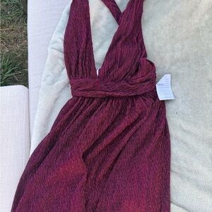 Lulu's Rich Burgundy Pleated Dress (MIDI)